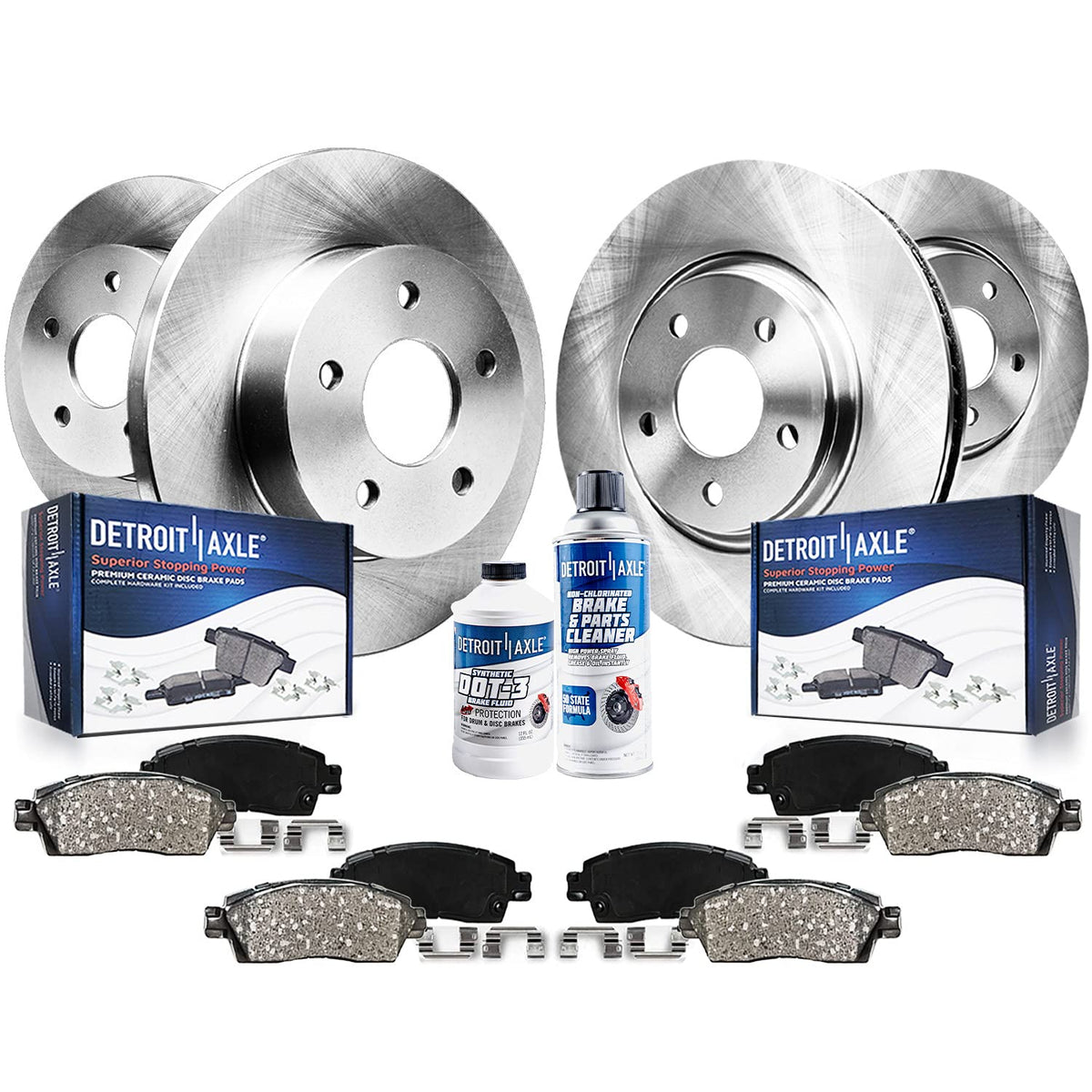 Detroit Axle - Brake Kit for 2002 2003 2004 Honda CR-V 5 LUG Disc Brake Rotors Ceramic Brakes Pads Front & Rear Replacement